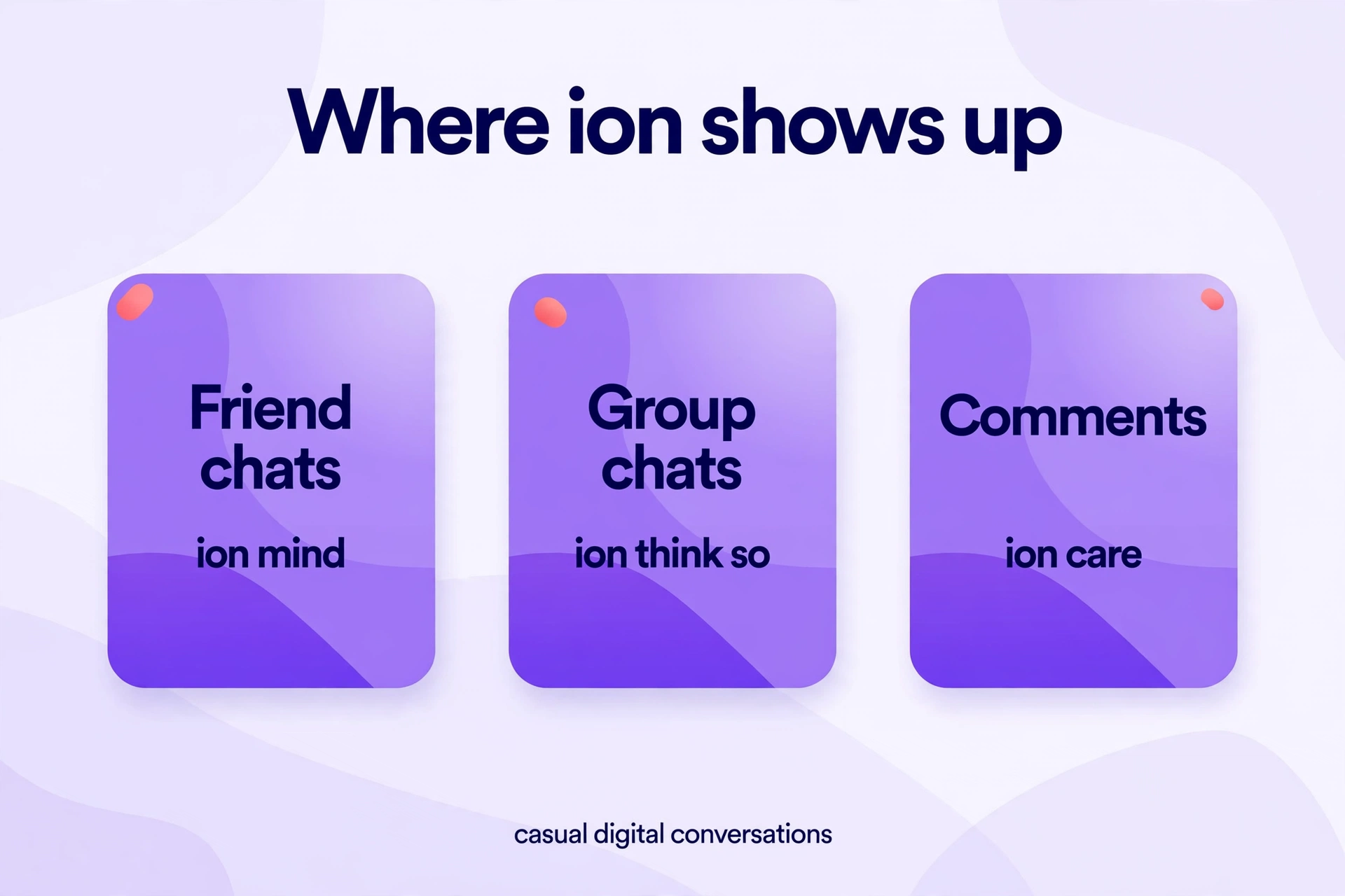Where ion shows up: friend chats, group chats and comments.