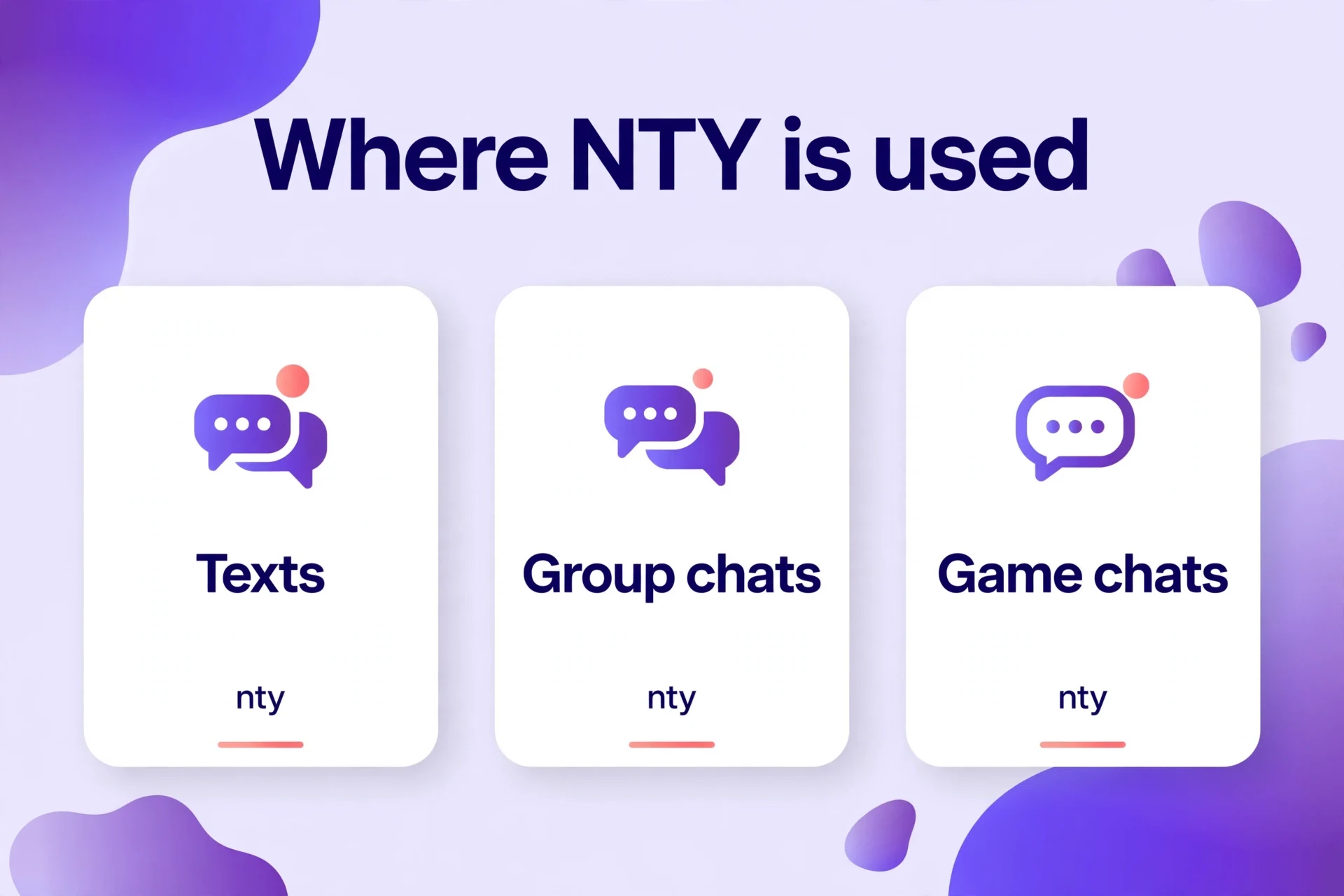 Where NTY is used: texts, group chats and game chats