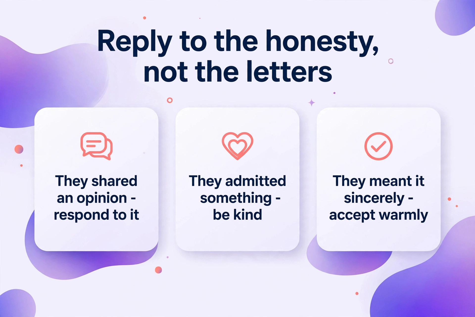 Reply guidance for THB: respond to the opinion, be kind to admissions, accept sincerity warmly.